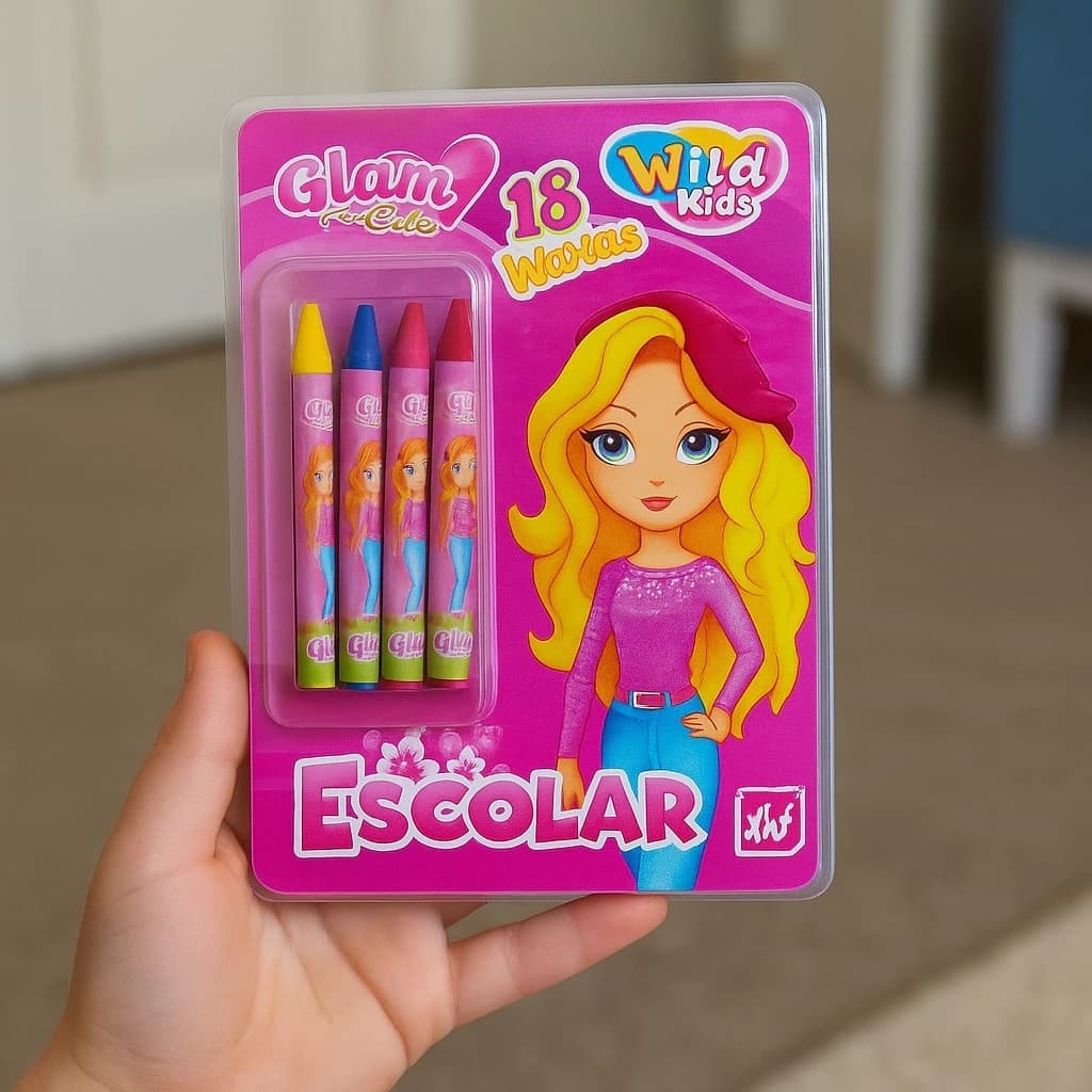 Estojo Escolar Infantil Glam Girl 18 Peças Lápis Giz Material Presente Barbie Desenho