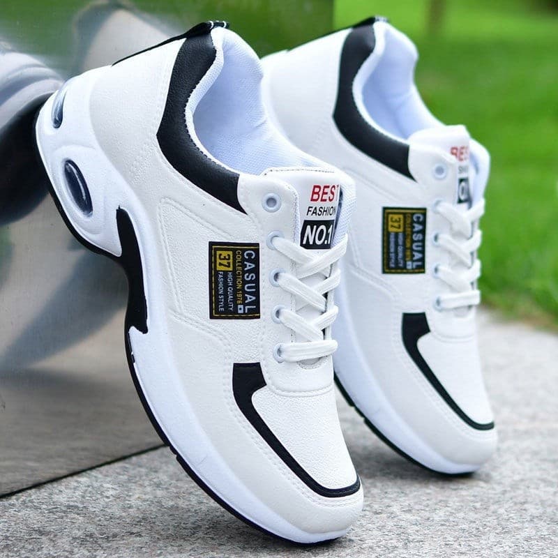 2024 Novo Outono Couro Branco Vulcanizado Tênis Masculino Sapatos Casuais ODCO