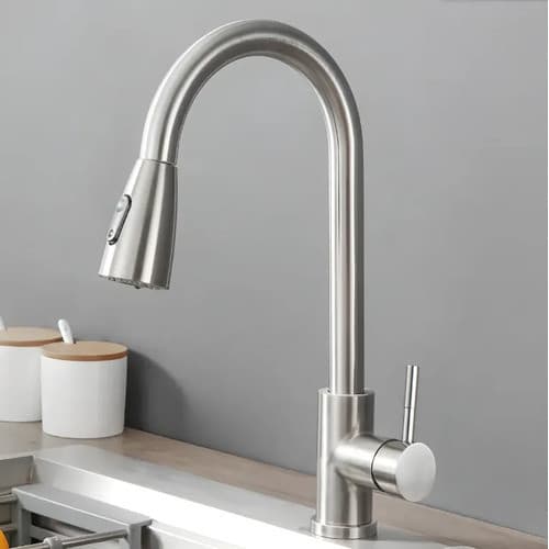 Torneira Para Cozinha Monocomando Extensível Pia Misturador Cinza Escovado
