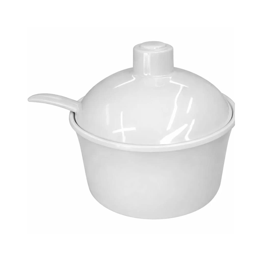 Porta Açucareiro Redondo Melamina Colher 11cm Branco Bestfer