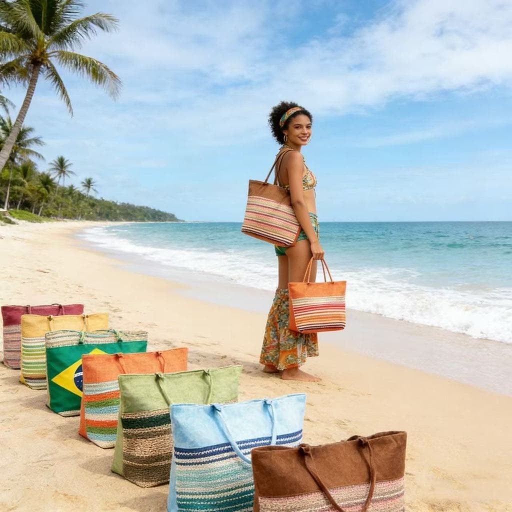 Novo 2026 Bolsa de Praia Feminina Grande e Estilosa e Perfeita para o Verão