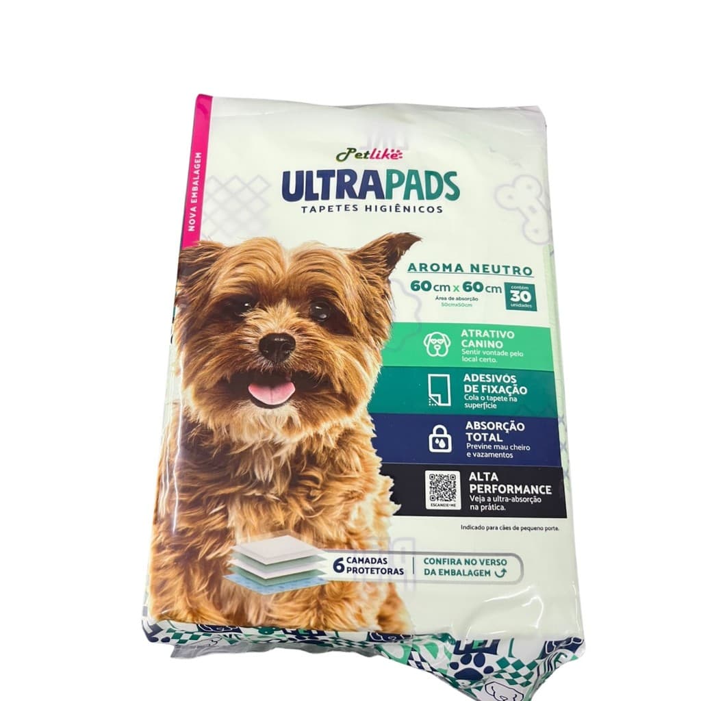 Tapete Higiênico P/ Cães UltraPads NEUTRO 60x60 30 unid. - PETLIKE