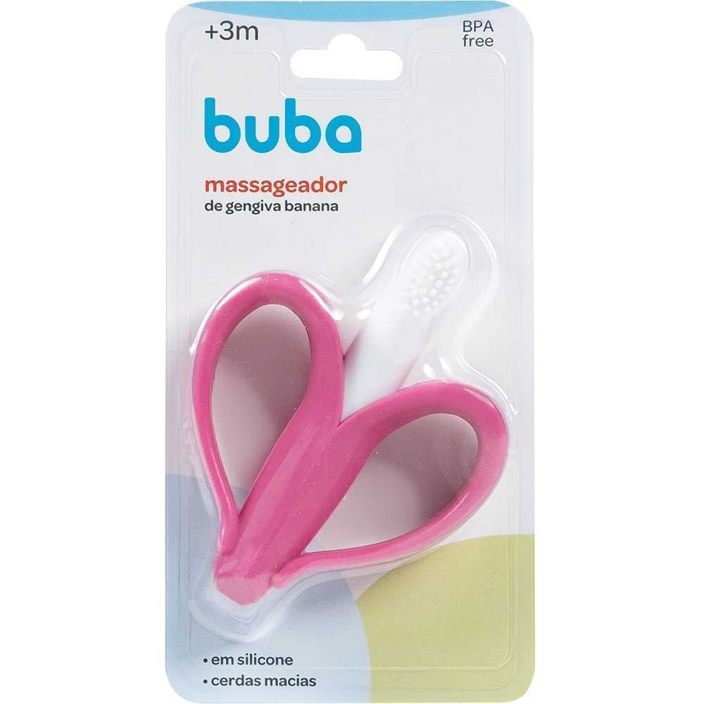 Massageador e Mordedor Infantil Buba Banana Mordedor Bebê Bananinha Rosa Infantil Silicone Dentinho Bebe