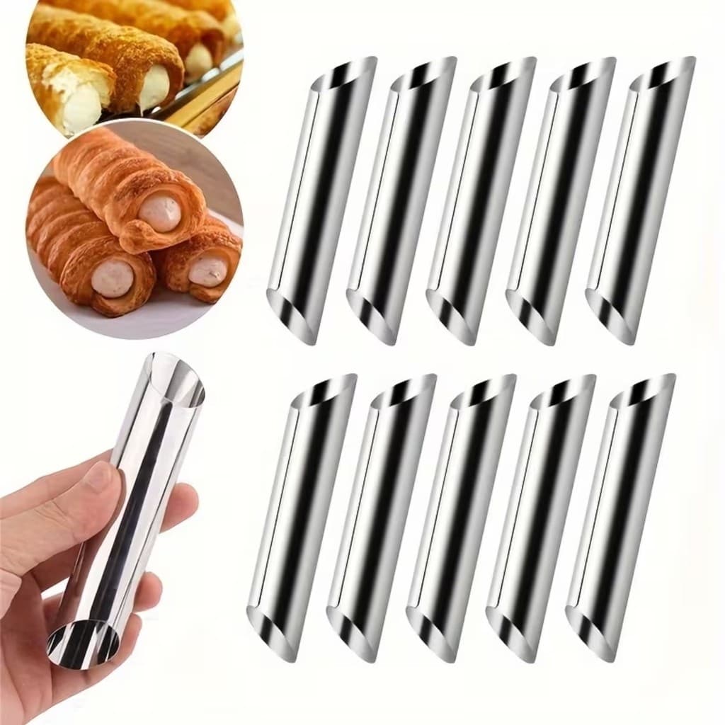 Forma Molde de Canudinho DANTAS Cannoli Italiano Aço Inox Confeitaria Casquinha Doce Assar Cone Tubo