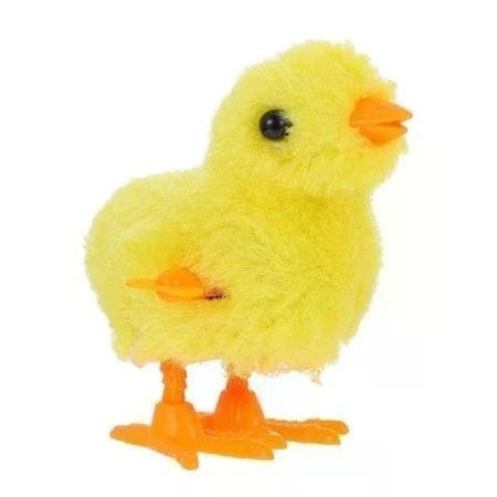 1 Pintinho Amarelo de Pelúcia á Corda - Brinquedo Infantil que Pula e Diverte