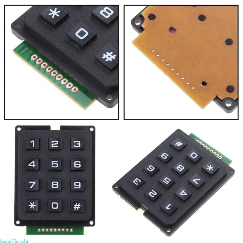 besteffie 12 Teclas 3x4 Membranas Botão Teclado 4x3 Matriz Matrizs Painel