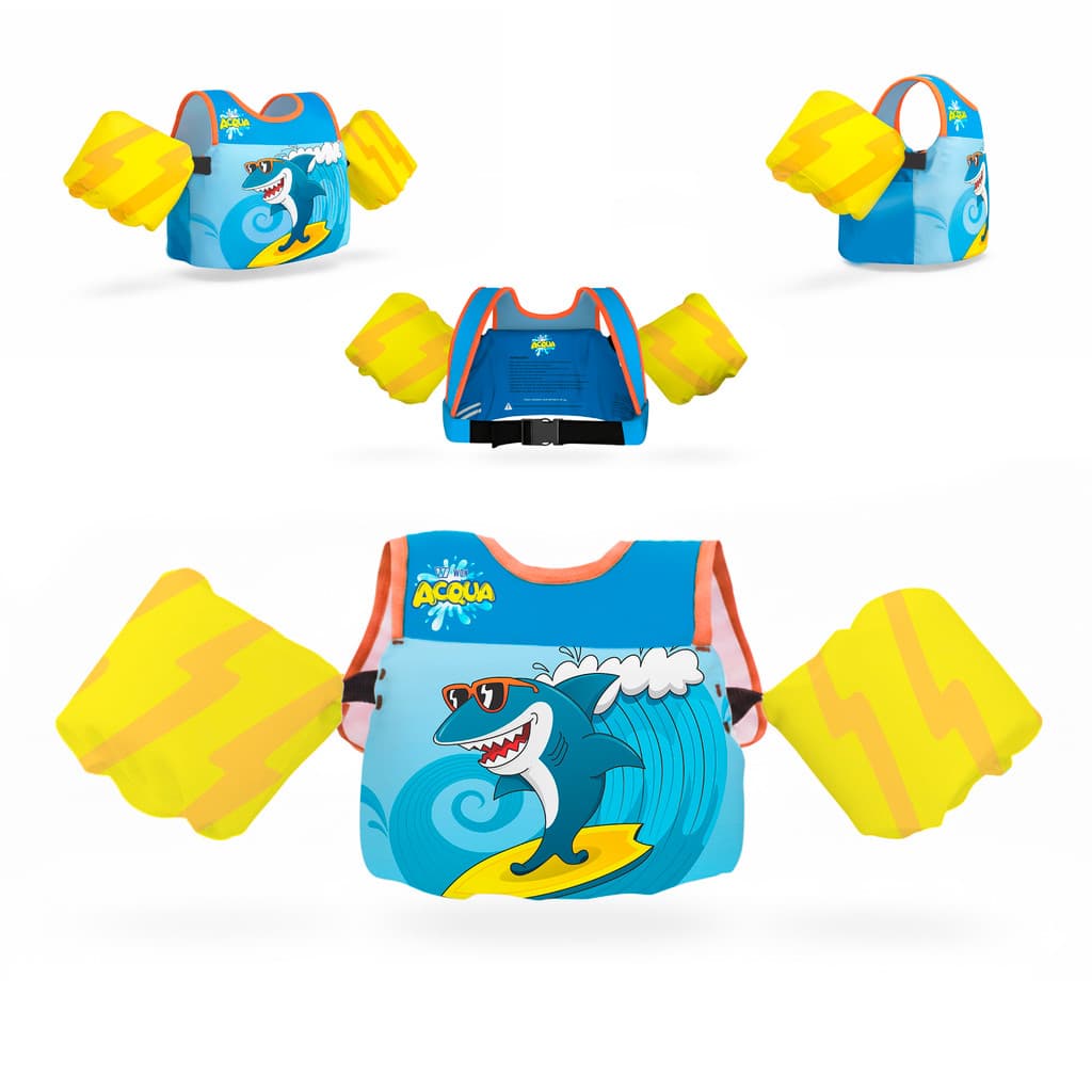Boia Colete Salva Vidas Tubarão Flutuador Infantil Praia Piscina Não Fura Até 25Kg