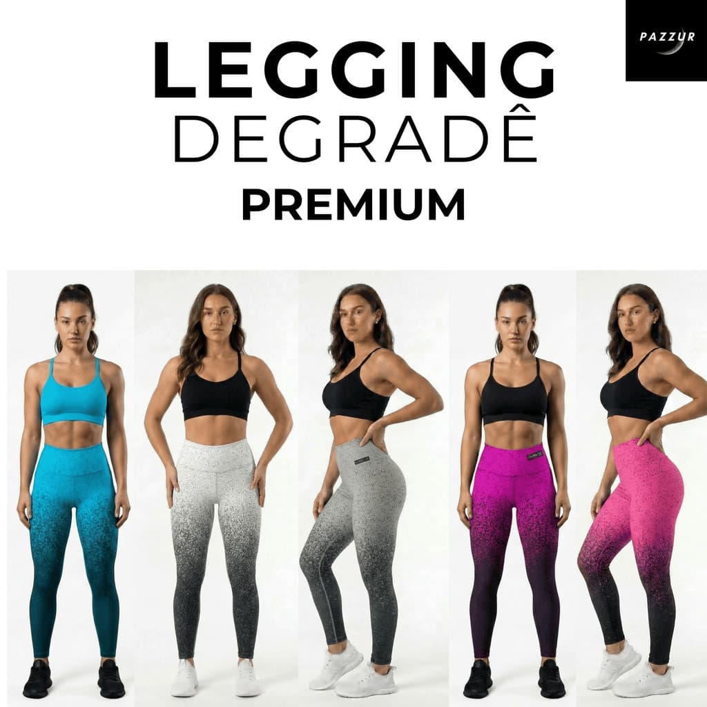 calça legging feminina degradê esportiva academia fitness zero transparência suplex cintura alta