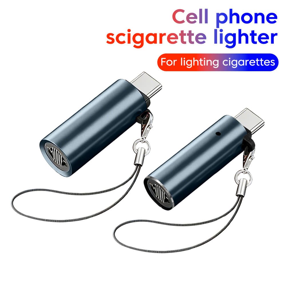 Elough Mini Tipo-C Adaptador De Isqueiro Do Telefone Móvel Com Cordão Portátil Soprando Ar
