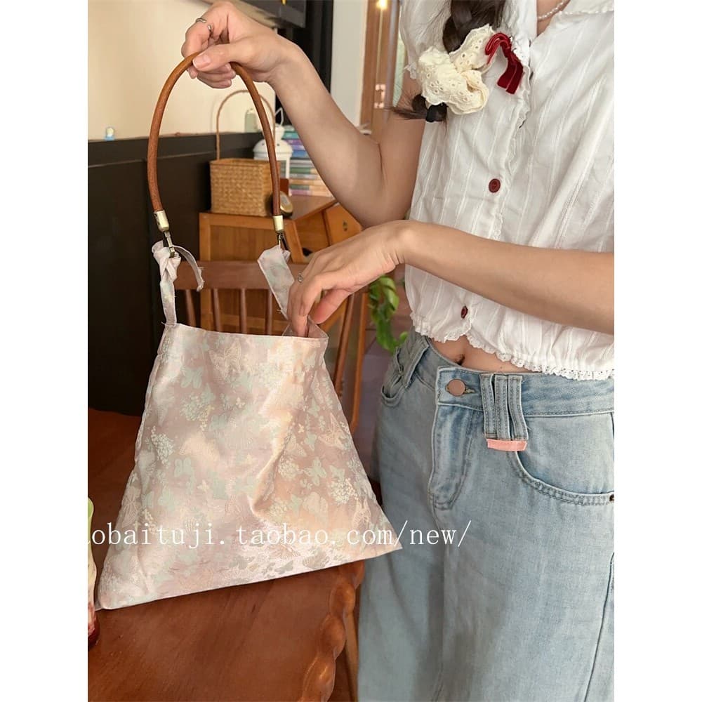 Pequeno coelho branco jimixin estilo chinês Jacquard borboleta bolsa de ombro feminino novo estilo axilas saco moda Comm