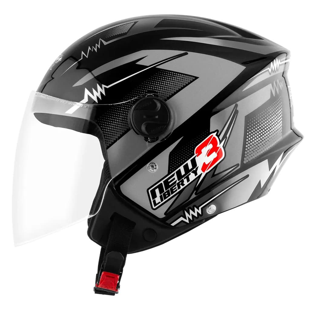 CAPACETE NEW LIBERTY 3 FREQUENCY PRETO/CINZA (60) 1012PTCZ