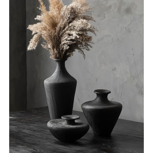 Vasos Cerâmica Vietnamita Rústico Decoração Tendência Luxo Preto