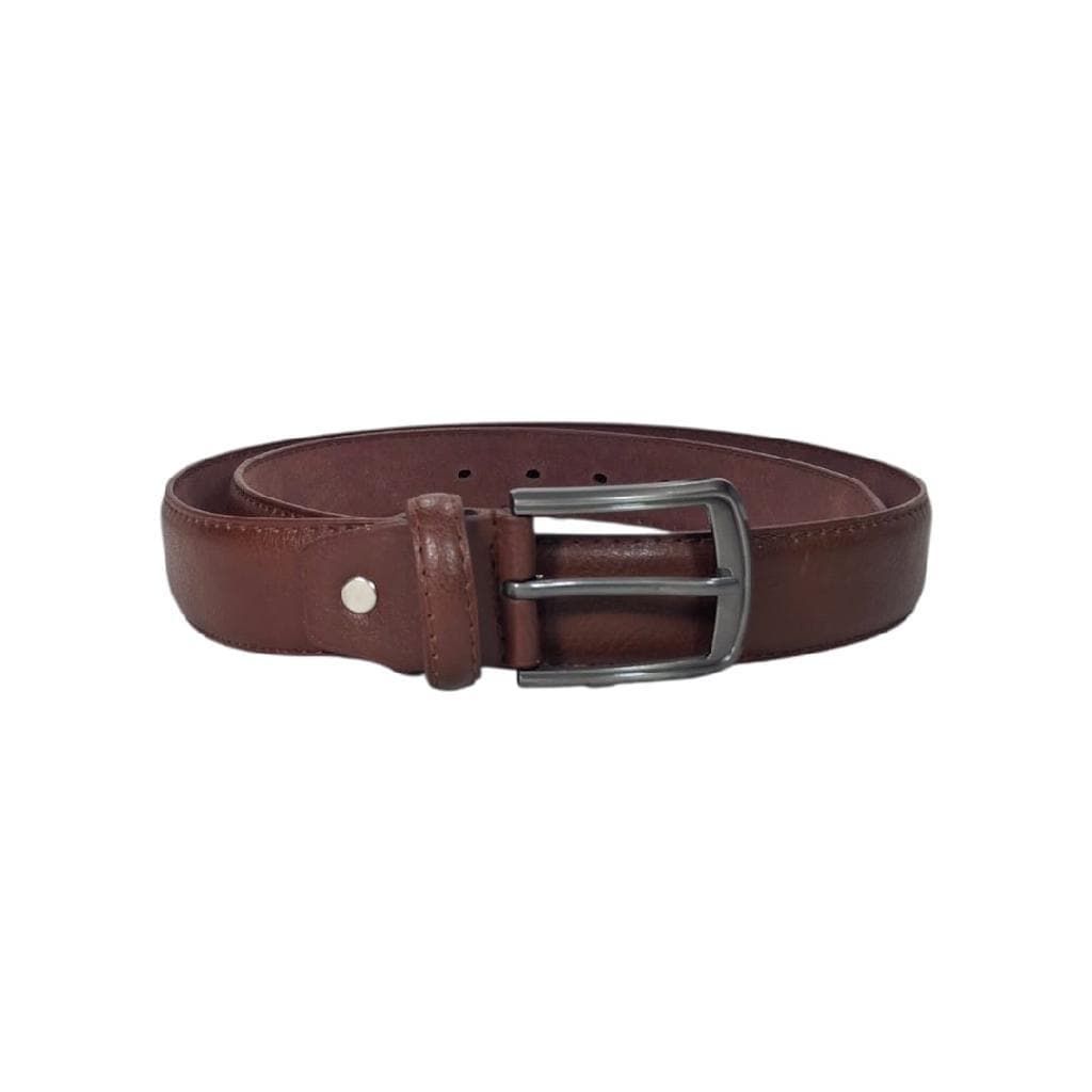 Cinto Masculino Marrom Tradicional Liso Fivela Grafite 115cm Versátil Para O Dia A Dia