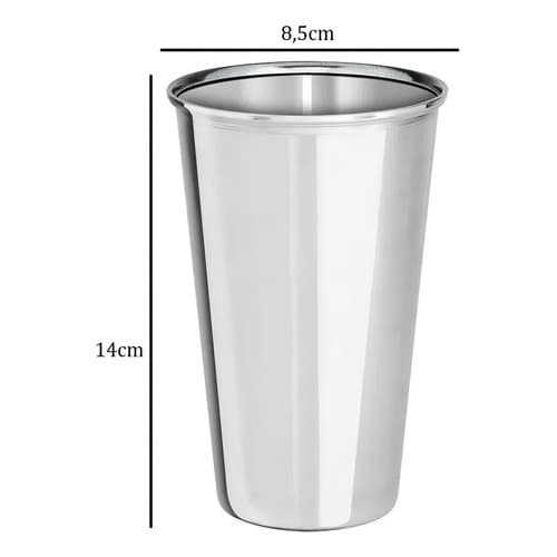 Kit Jogo Conjunto 6 Copos Inox 600ml Resistente - Yazi