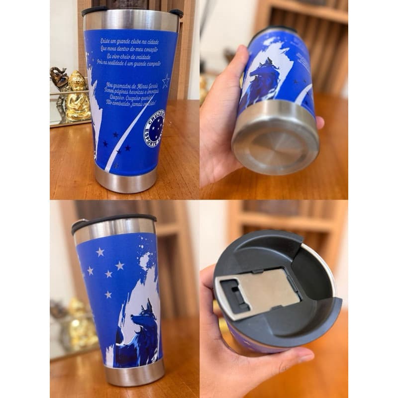 COPO TÉRMICO INOX 473 ml  PERSONALIZADO COM TAMPA ABRIDOR BEBIDA GELADA COPO CERVEJA COM TAMPA