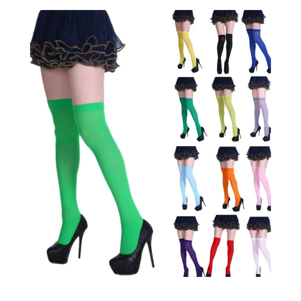Meia 7/8 Longa  Colorida Acima do Joelho Cosplay e Festas Fantasias e Eventos Temáticos Carnaval