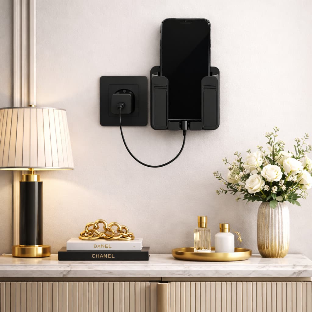 Suporte de Celular para Parede e Tomada com Porta Controle Remoto Organizador Multifuncional Kit 1, 2 ou 5