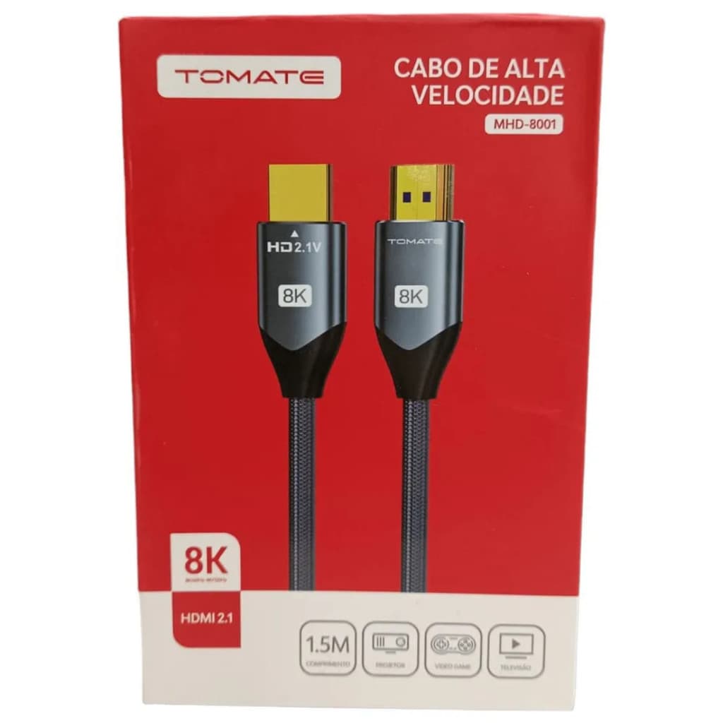 Cabo de Alta Velocidade 8K HDMI Fio com Liga de Alumínio - Tomate MHD8001