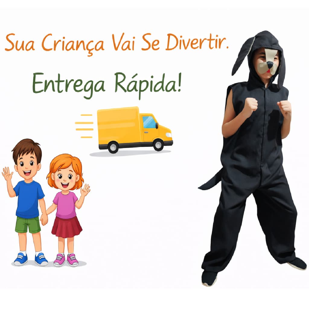 Fantasia Infantil Cachorro | Leve, Divertida e Confortável Em Tecido Oxford liso