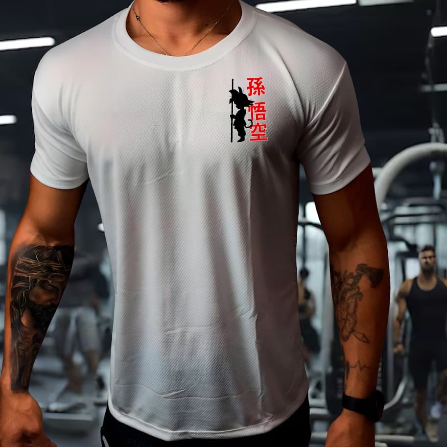 Camisa Dry Fit Masculina Modelo GOKU 01 esportiva , Academia, Corrida, CrossFit, Ideal Para Treinos Intenso, Tecido Leve