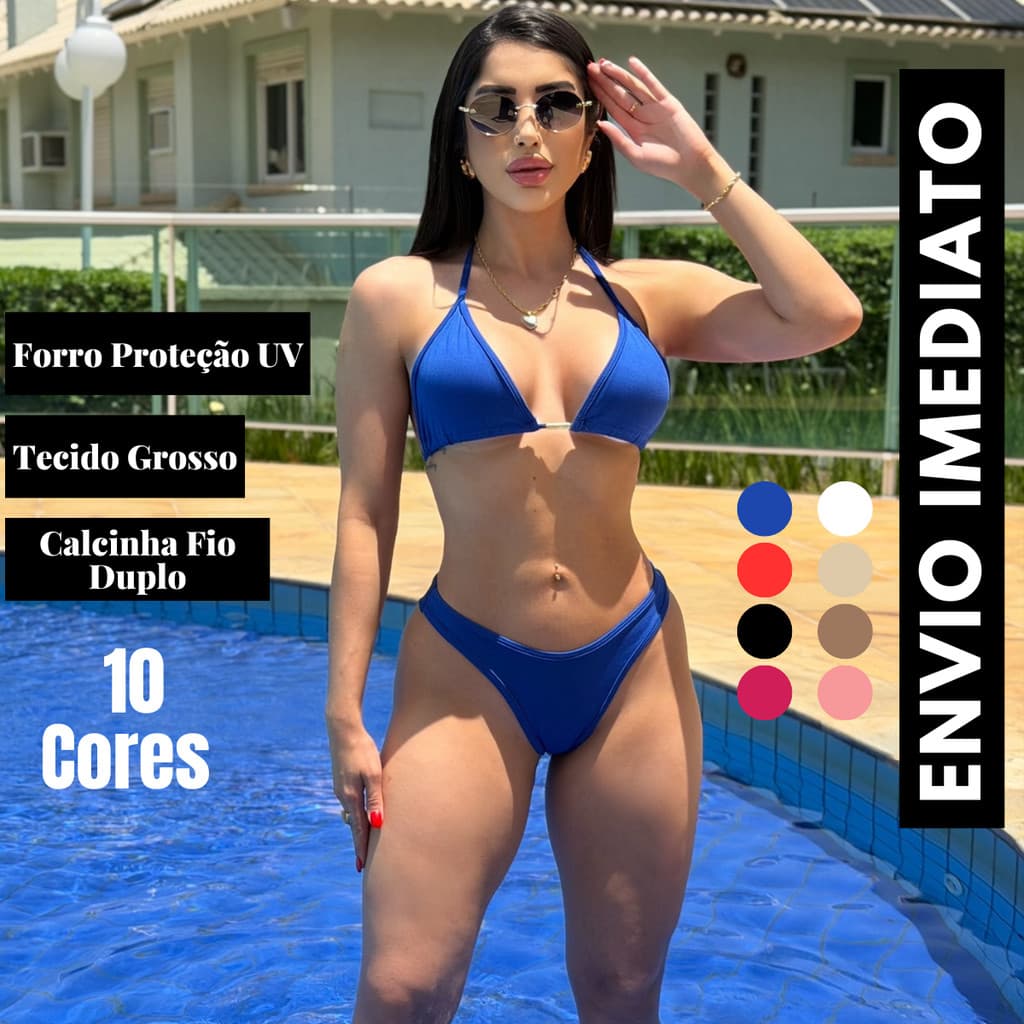 Biquini feminino asa delta cortininha  calcinha fio duplo com bojo removível Envio Rápido