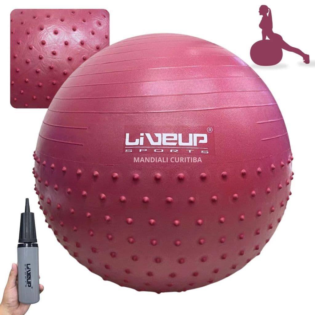 Bola Suiça 65cm de Pilates Textura Cravo Massage Ball Bola Massagem Ginástica Yoga + Mini Bomba