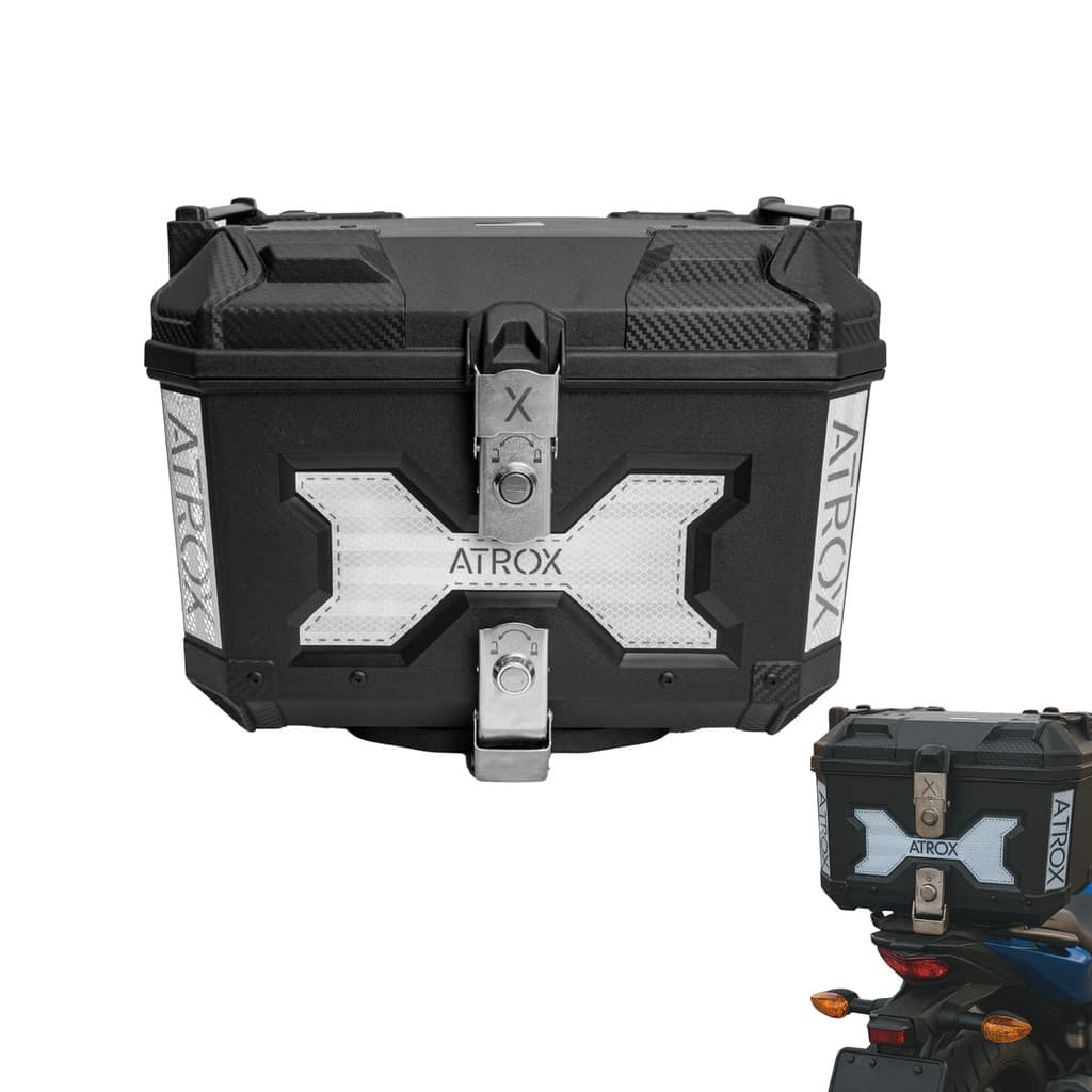 Baulete Moto Preto Prime 45L com Travas e Estilo Premium