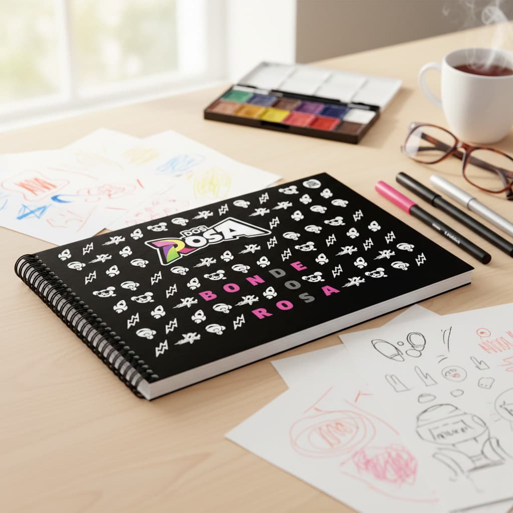 Caderno Dos Rosa De Desenho Bonde C/dura 60 Folhas Animativa
