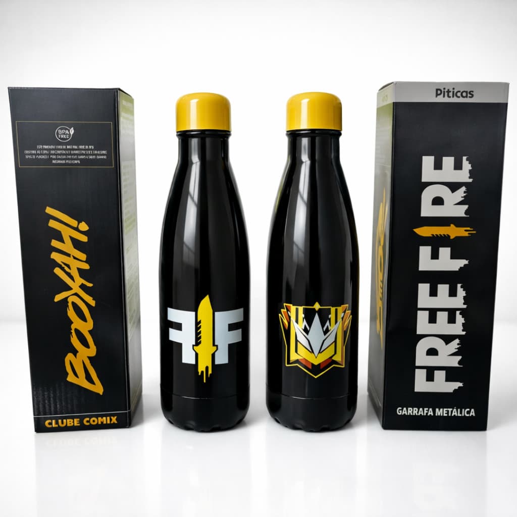 Garrafa Squeeze Térmica Free Fire Elite Squeeze Boliche Gamer 500ml Bebidas Quentes e Geladas Escola