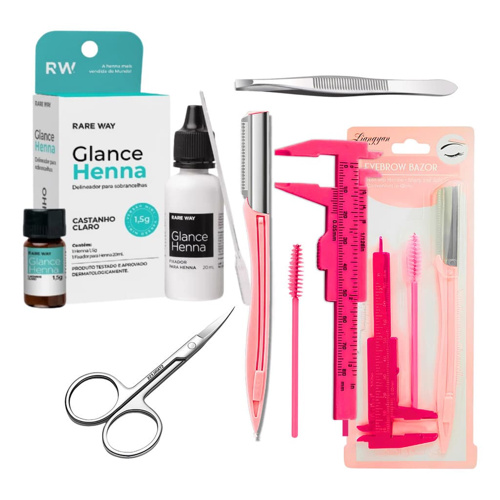 Kit Henna Sobrancelhas Glance Rare Way Rena Design