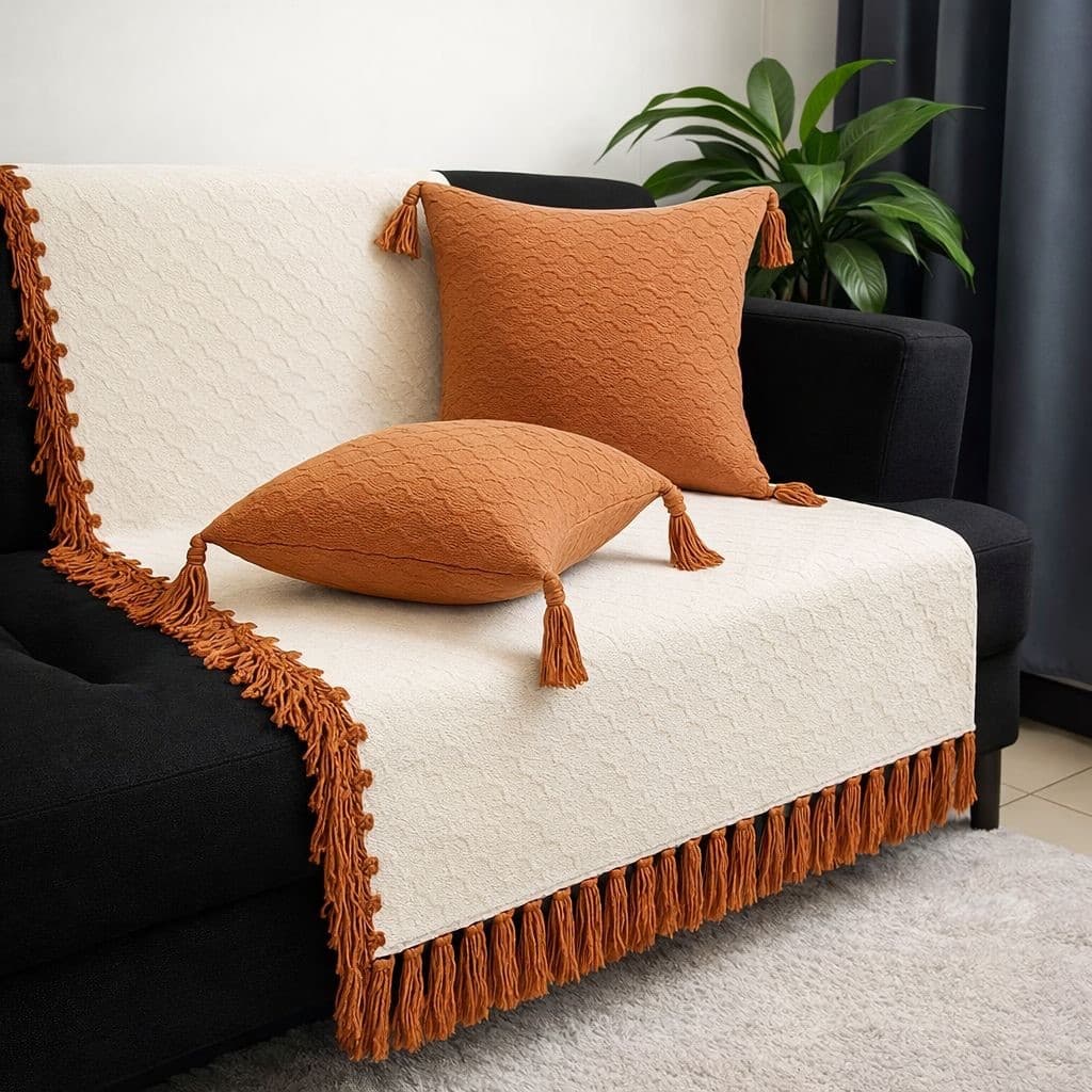 Manta Xale Tranças Geometrica Boho Moderna Peseira Rústica 1,60M x 1,60M
