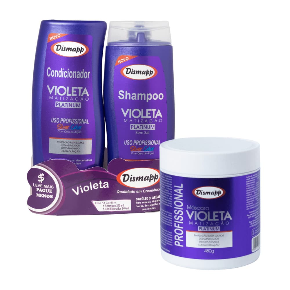 Kit Matizador Shampoo + Condicionador + Mascara  Dismapp