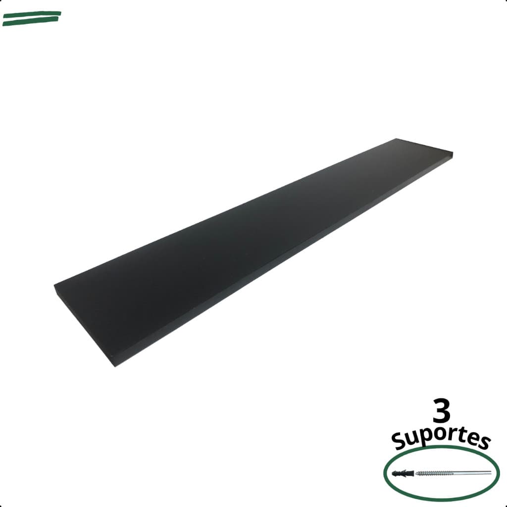 1 Prateleira Preta 90X15 Com Suporte Flutuante Mdf  Organizadora Decoração Cozinha Quarto Banheiro