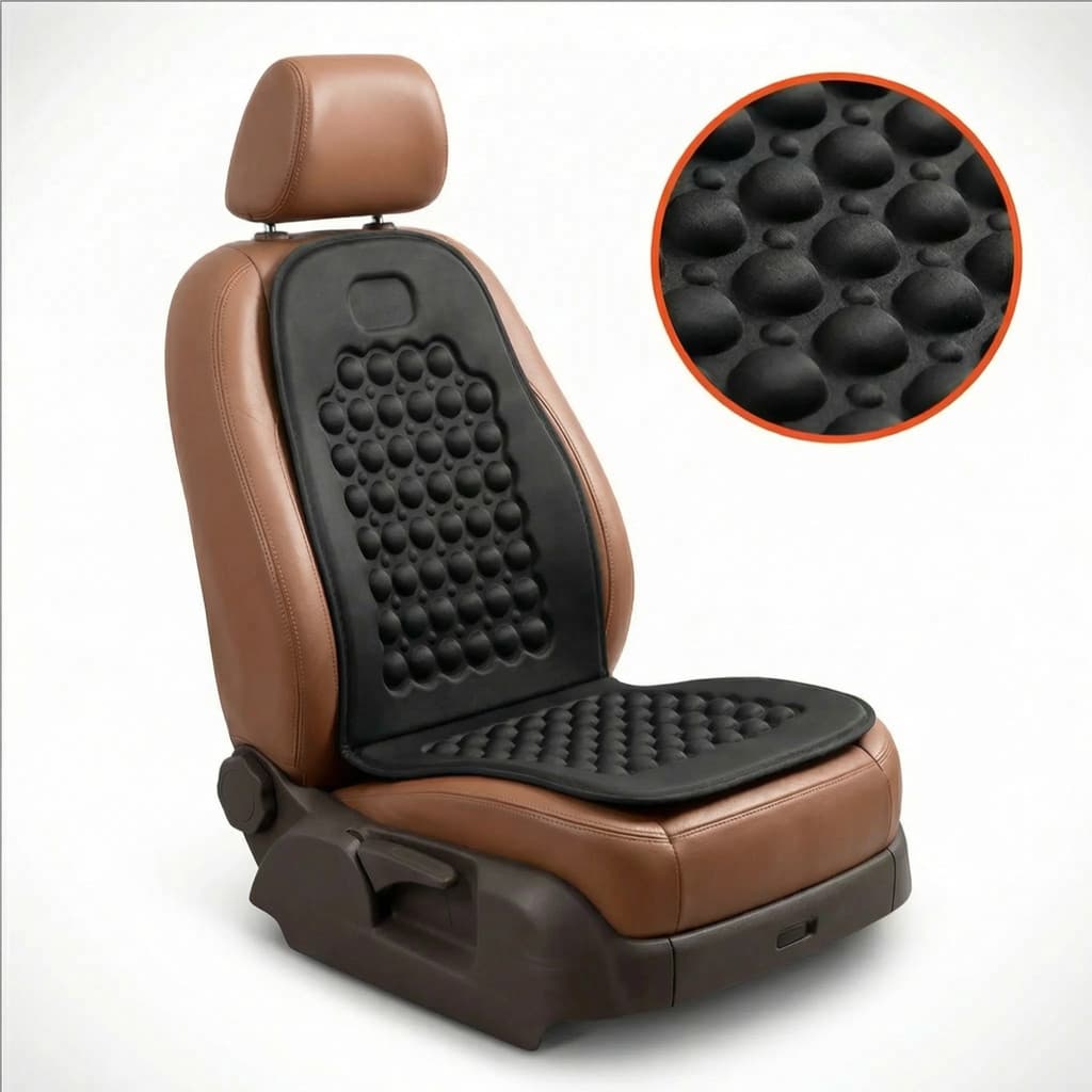 Capa Massageadora Encosto Banco Carro Bolinhas Madeira Universal Ortopédica Lombar