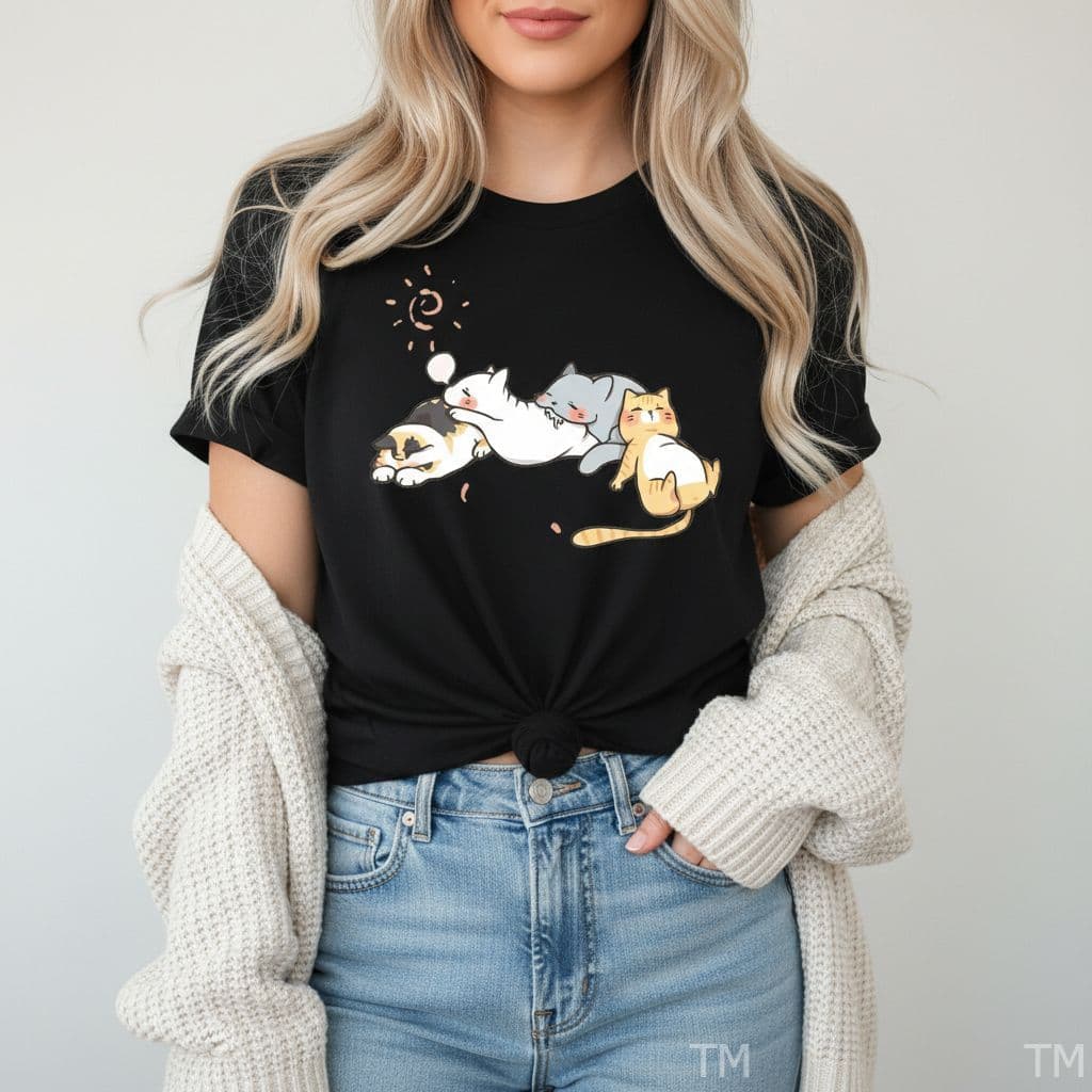 Camiseta Feminina Moderna Casual Presente Gatinhos Blusinha T-shirt Algodão Para Mulher