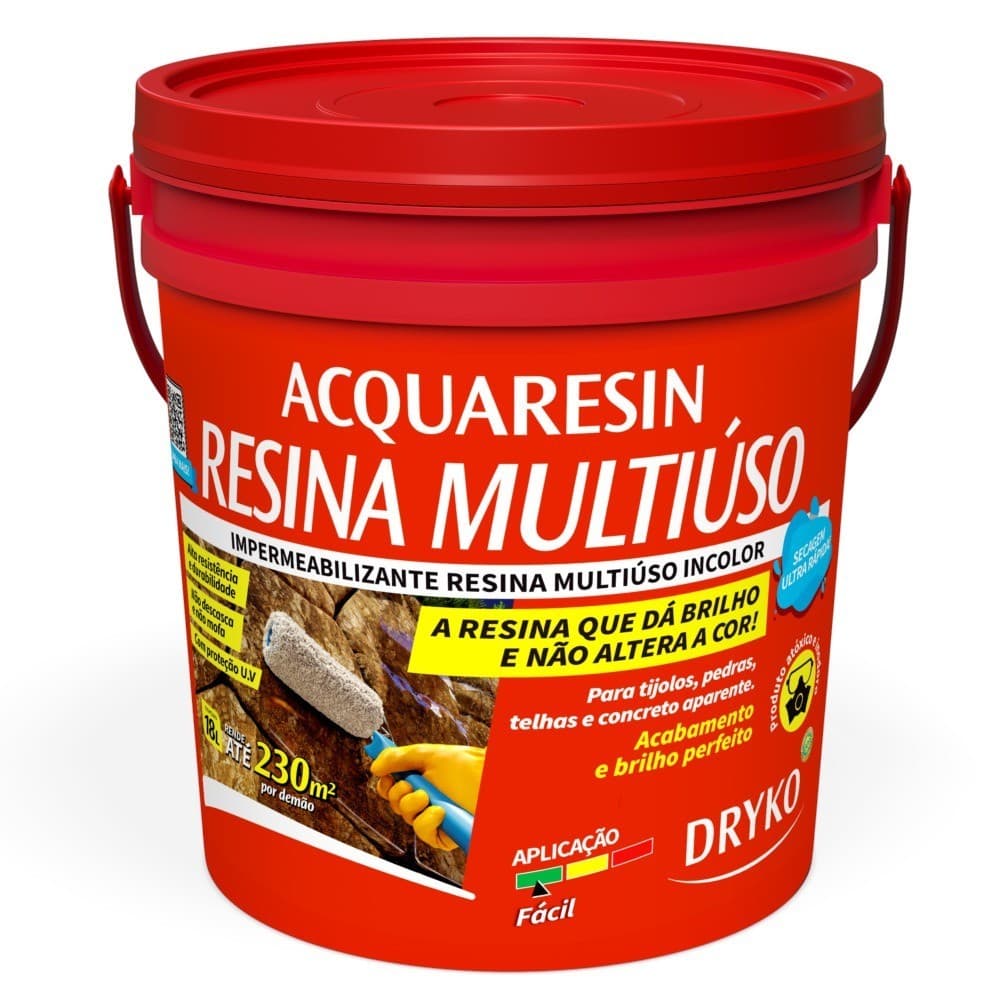 Impermeabilizante resina acrílica multiuso 3,6L incolor - ACQUARESIN Dryko