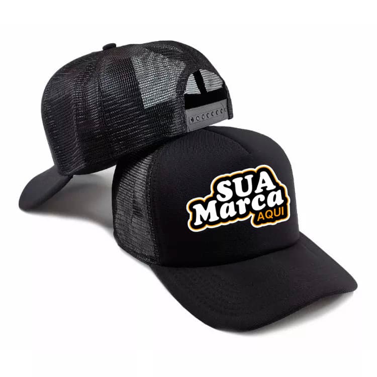 Boné Trucker Aba Curva Personalizado com Sua Logo Imagem Estampa DTF Profissional Alta Qualidade
