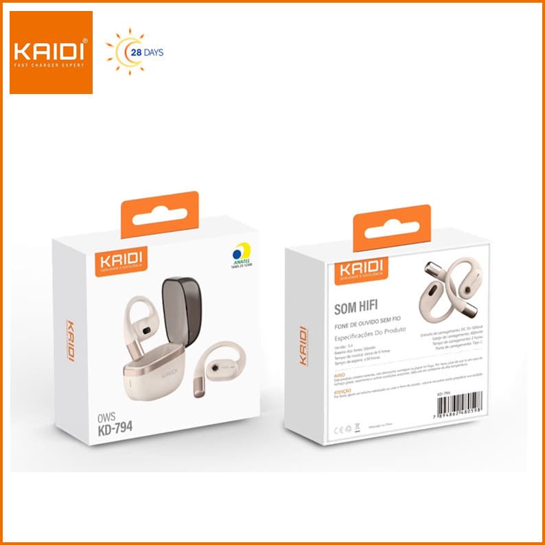 Fone de Ouvido Sem fio Bluetooth TWS Bateria de Longa Duração Kaidi KD-794