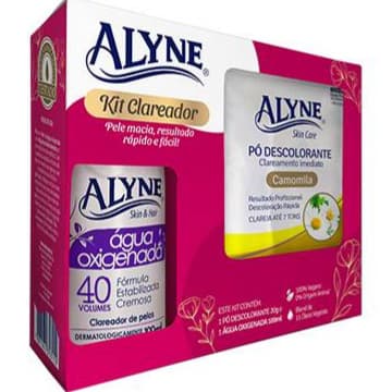 Kit Clareador Alyne Camomila Banho de Lua - Descolorante 20g + Água Oxigenada 40 Vol 100ml Vegano
