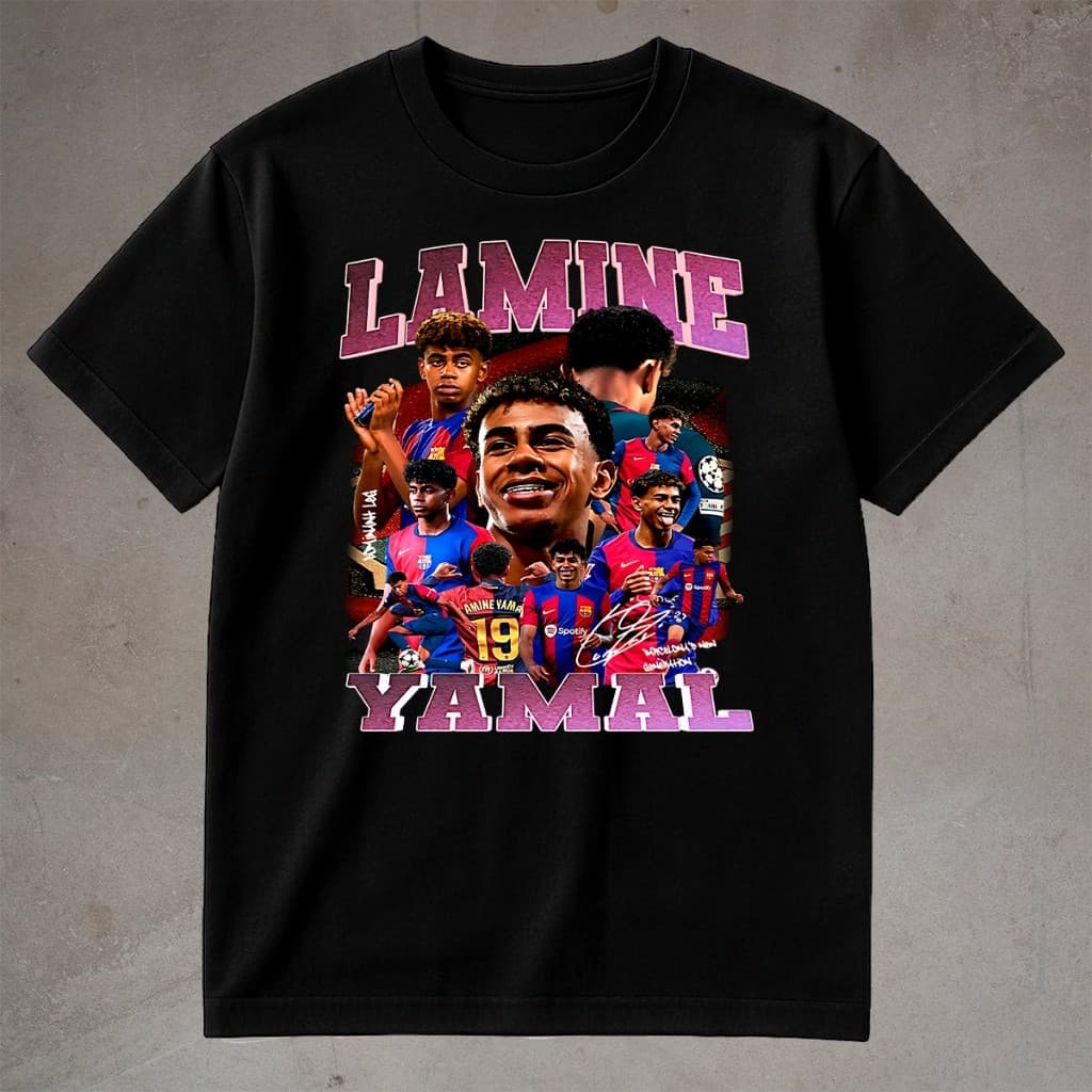 Camiseta Masculina Lamine Yamal Lançamento Camiseta 100% Algodão Camisetão Solta Plus Size Camiseta - polar.clothing.
