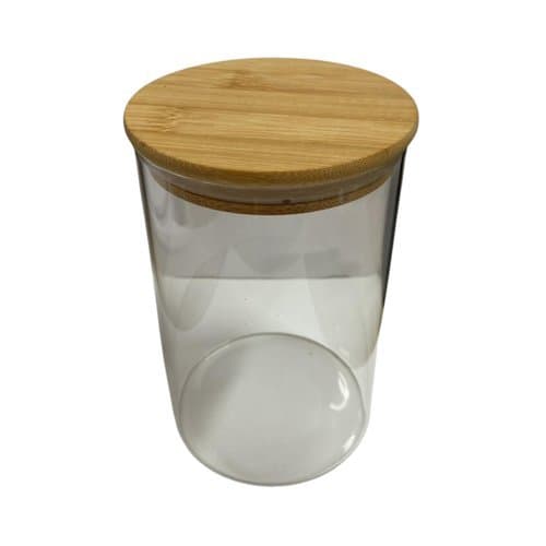 Pote Hermetico Vidro Borossilicato Tampa Bambu 1100ml Armazenamento Seguro Conservacao Alimentos