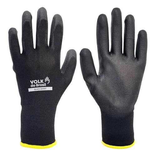 Luva De Segurança Tátil Black Smart 12 Pares Volk Amarelo