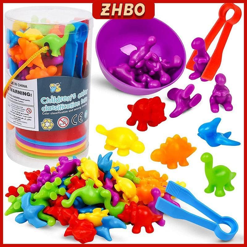 Brinquedo Matemático Educativo Montessori Pinça Coordenação Motora Animais Silicone Seleção Cores