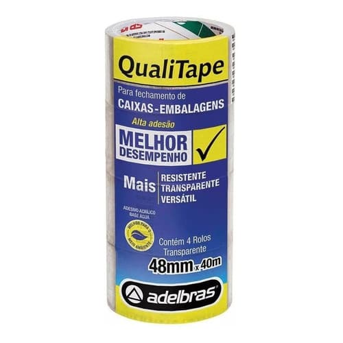 Fita Empacotamento 48mmx40m Transparente 4 Rolos Adelbras
