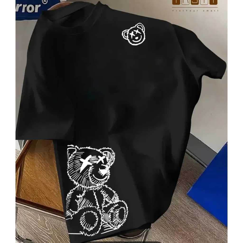 Camiseta T-Shirt Oversized 100% Algodão Estampada Bear Estilo Casual