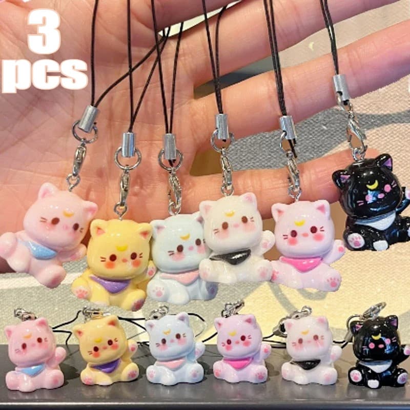 1/3 Unidades Chaveiro Plástico 9cm | Pingente De Design De Gato Fofo Para Bolsa De Chaves De Telefone , Opções Multicolo