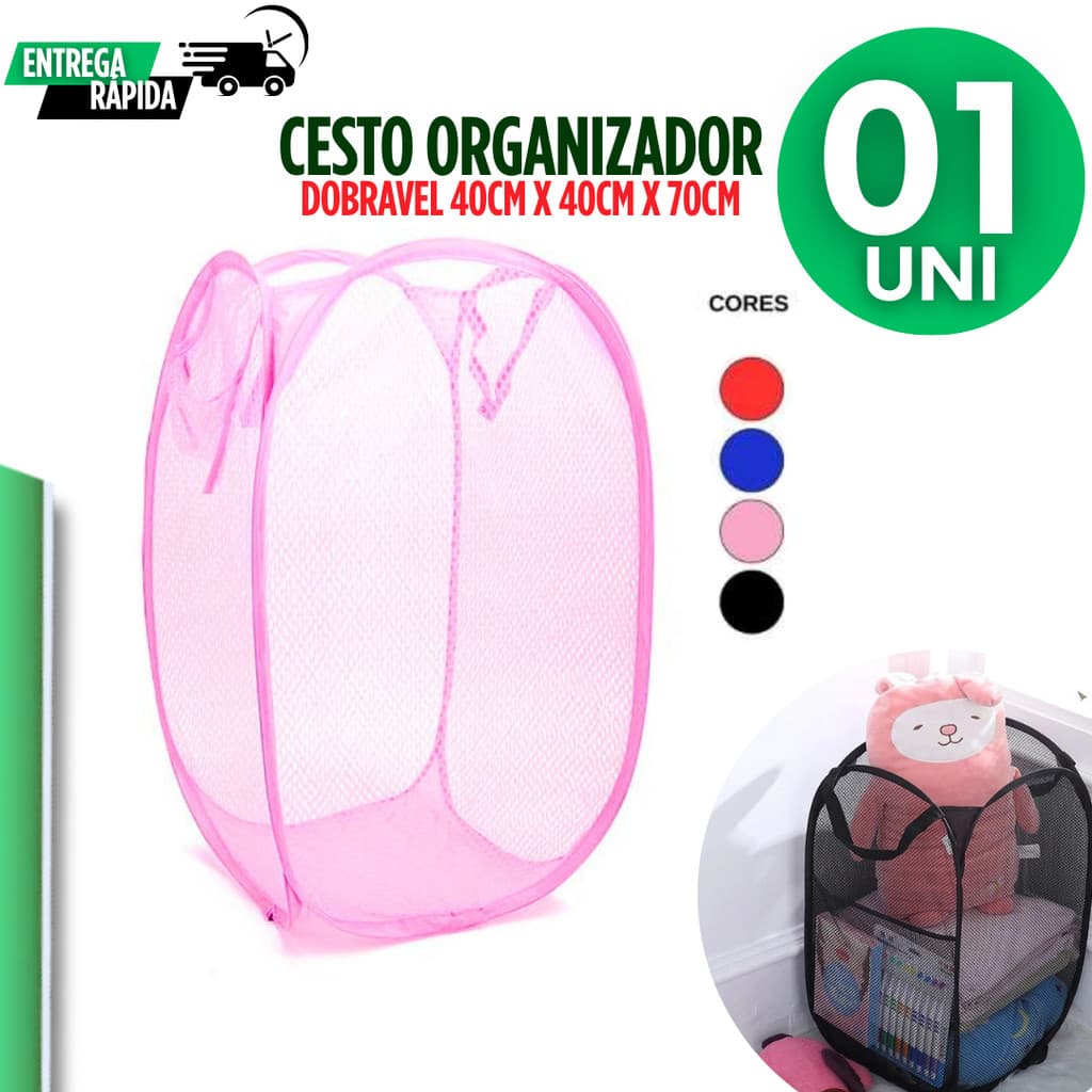 Cesto De Roupa 40x40x70Cm Dobrável Brinquedos Cesto Diversa Organizador Cozinha Quarto