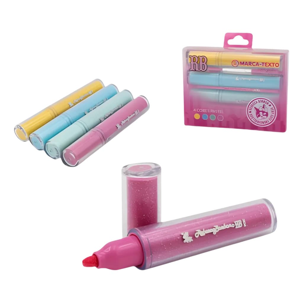 Kit 4 Marca Texto Com Glitter Rebecca Bonbon