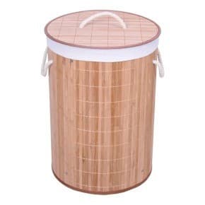 Cesto de Roupa Suja Redondo Bambu Mimo Style Dobrável 41cm