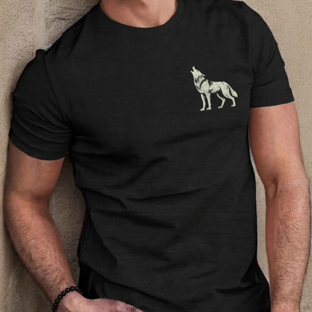 Camiseta Estampada Lobo Uivando Alfa Moda Masculina 100% Algodão